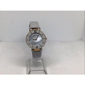 Anne Klein Women's Light Gray Leather Strap Watch 32mm